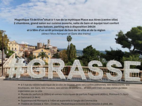 3 pièces, tout à pied et tout équipé, avec balcon et machines à laver, Parking offert et bus direct aéroport de Nice